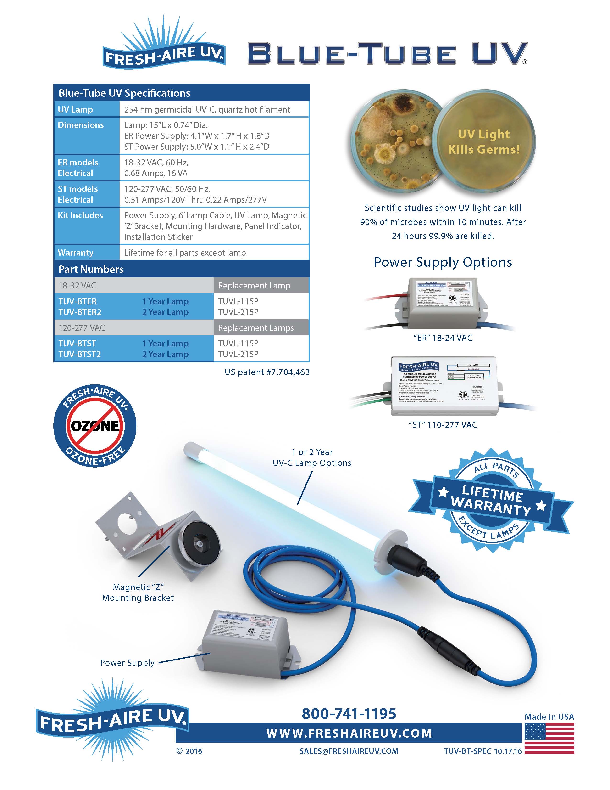 Fresh-Aire Blue Tube UV Light 15